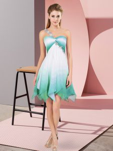 Spectacular One Shoulder Sleeveless Fading Color Prom Dresses Beading Lace Up