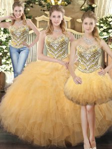 Beauteous Floor Length Champagne Sweet 16 Dresses Sweetheart Sleeveless Lace Up