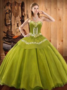 Traditional Ruffles Quinceanera Gowns Olive Green Lace Up Sleeveless Floor Length