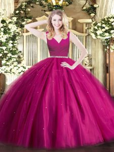 Sleeveless Zipper Floor Length Beading Quinceanera Dresses