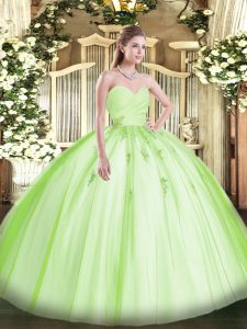 Floor Length Ball Gowns Sleeveless Yellow Green Sweet 16 Quinceanera Dress Lace Up