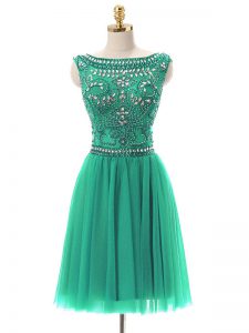 Sleeveless Mini Length Beading Zipper Prom Dress with Turquoise