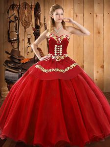Red Lace Up Quinceanera Gowns Ruffles Sleeveless Floor Length