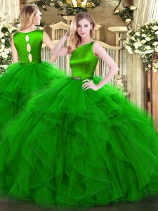 Glorious Floor Length Ball Gowns Sleeveless Green Quinceanera Dress Clasp Handle