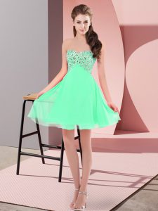 Apple Green Lace Up Prom Party Dress Beading Sleeveless Mini Length