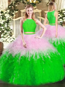 Multi-color Sleeveless Tulle Zipper Sweet 16 Dresses for Military Ball and Sweet 16 and Quinceanera