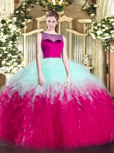 Hot Selling Multi-color Sleeveless Beading and Ruffles Floor Length 15 Quinceanera Dress