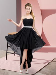 Black Sweetheart Lace Up Beading Dama Dress for Quinceanera Sleeveless