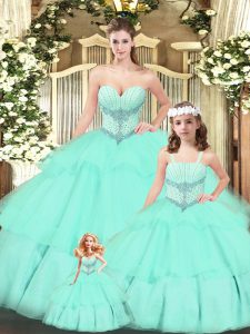 Fine Sleeveless Lace Up Floor Length Beading and Ruching Quinceanera Gown