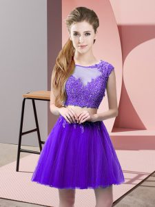 Custom Made Mini Length Zipper Homecoming Dress Purple for Prom and Party with Appliques