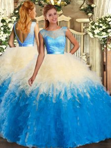 Low Price Multi-color Sleeveless Lace and Ruffles Floor Length Sweet 16 Dresses