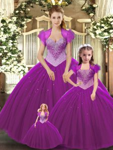 Straps Sleeveless Tulle Vestidos de Quinceanera Beading Lace Up