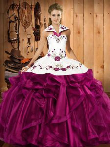 Sleeveless Embroidery and Ruffles Lace Up Vestidos de Quinceanera