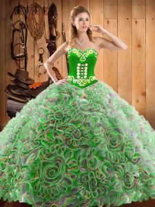 Most Popular With Train Ball Gowns Sleeveless Multi-color Sweet 16 Dress Sweep Train Lace Up