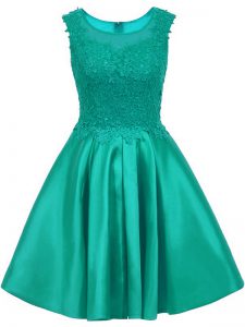 Attractive Turquoise Scoop Zipper Lace Damas Dress Sleeveless