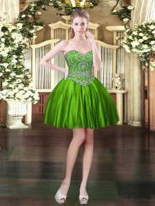 Fantastic Green Lace Up Sweetheart Beading Prom Dress Satin Sleeveless