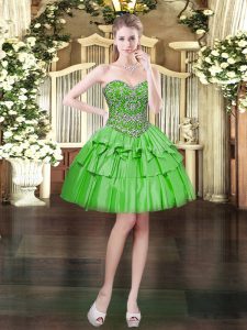 Ball Gowns Prom Dresses Green Sweetheart Satin and Organza Sleeveless Mini Length Lace Up