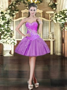 Lavender Sleeveless Organza Lace Up for Prom and Party