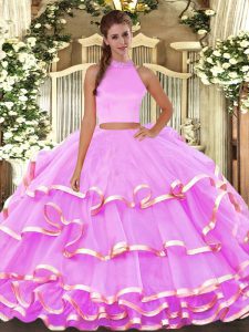 Modern Organza Sleeveless Floor Length Ball Gown Prom Dress and Beading and Ruffled Layers