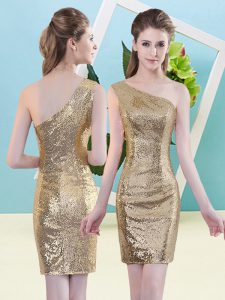 Discount Sequins Homecoming Dress Gold Zipper Sleeveless Mini Length