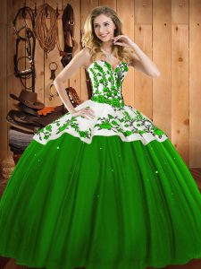 Sleeveless Appliques and Embroidery Lace Up Quince Ball Gowns