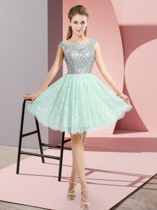 Apple Green Cap Sleeves Lace Backless Prom Dresses for Prom and Party