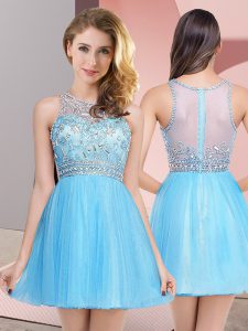 High Class Sleeveless Zipper Mini Length Beading Prom Party Dress