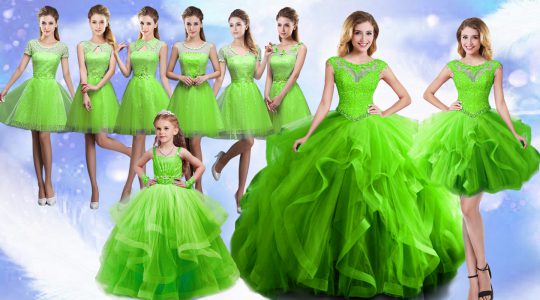 Ball Gowns Beading and Ruffles Quince Ball Gowns Lace Up Organza Sleeveless Floor Length