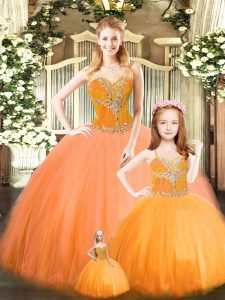 Artistic Sweetheart Sleeveless Tulle Quinceanera Gowns Beading Lace Up