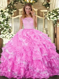 Sleeveless Lace and Ruffled Layers Clasp Handle Sweet 16 Dresses