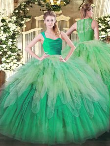 Luxury Multi-color Sleeveless Organza Zipper Sweet 16 Dresses for Military Ball and Sweet 16 and Quinceanera