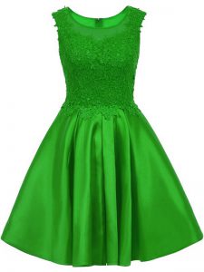 Designer Green Sleeveless Satin Zipper Quinceanera Court of Honor Dress for Prom and Party