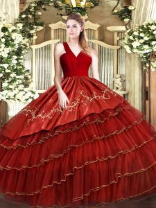 Clearance Sleeveless Embroidery and Ruffled Layers Zipper Quinceanera Dresses