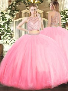 Baby Pink Scoop Zipper Beading Quinceanera Gowns Sleeveless