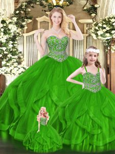 Sweetheart Neckline Beading and Ruffles Quinceanera Dresses Sleeveless Zipper