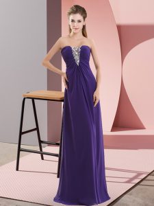 Floor Length Empire Sleeveless Purple Evening Dress Zipper