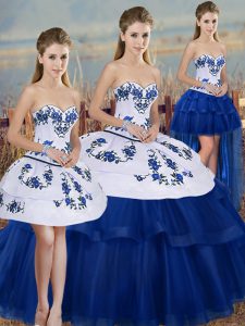 Beautiful Sweetheart Sleeveless Tulle 15 Quinceanera Dress Embroidery and Bowknot Lace Up