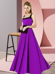 Fashionable Purple Sleeveless Chiffon Zipper Quinceanera Court of Honor Dress for Wedding Party