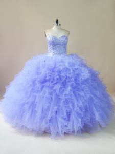 Hot Sale Sleeveless Beading and Ruffles Lace Up Quinceanera Gowns