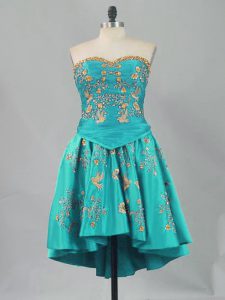 Traditional Turquoise Sleeveless Lace Up for Prom and Party and Military Ball