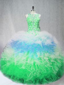 Multi-color Sleeveless Tulle Zipper Sweet 16 Dress for Sweet 16 and Quinceanera