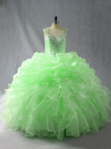 Vintage Sleeveless Beading and Ruffles and Pick Ups Floor Length Quinceanera Gown