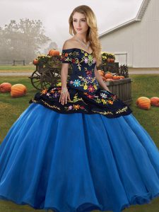 Sophisticated Sleeveless Lace Up Floor Length Embroidery Quinceanera Dress