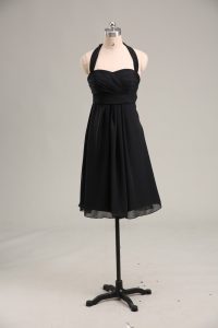 Customized Black Sleeveless Mini Length Ruching Zipper Evening Dress