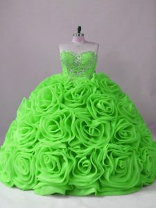 Affordable Sleeveless Beading Lace Up Sweet 16 Quinceanera Dress with Brush Train