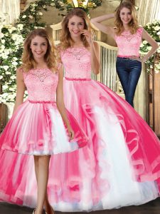 Sleeveless Lace and Ruffles Clasp Handle 15th Birthday Dress