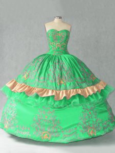 Lovely Green Sleeveless Organza Lace Up Quinceanera Gowns for Sweet 16 and Quinceanera