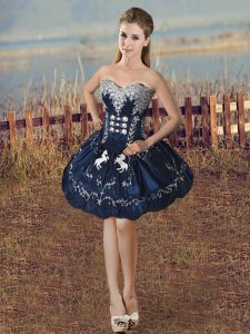 Mini Length Navy Blue Prom Party Dress Sweetheart Sleeveless Lace Up