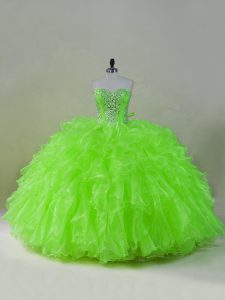 Ball Gowns Sweetheart Sleeveless Organza Floor Length Lace Up Ruffles Quinceanera Gowns