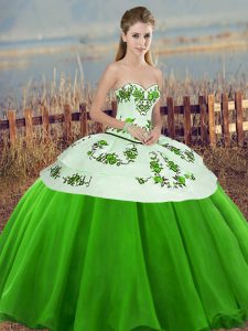 Excellent Green Sweetheart Lace Up Embroidery and Bowknot Sweet 16 Dress Sleeveless